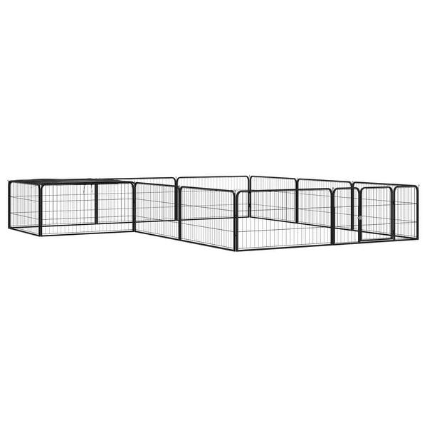 slide 2 of 18, vidaXL Dog Playpen Kennel Dog Cage Puppy Pet Exercise Wire Fence Steel Black 118.1" x 118.1" x 19.7"