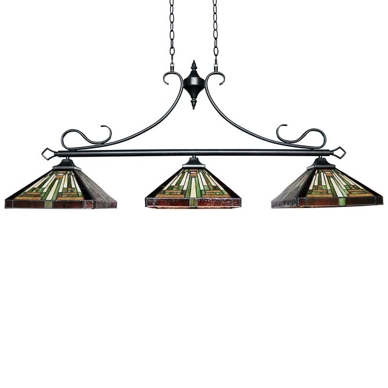 Tiffany Style Mission Design 3-light Linear Island Fixture