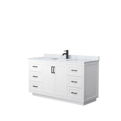Miranda Single Vanity Set, White Carrara Marble Top, No Mirror
