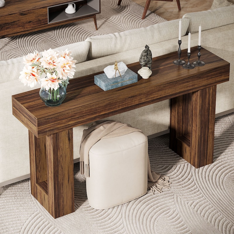 Farmhouse Console Table, 63-Inch Long Narrow Sofa Table Behind The Couch