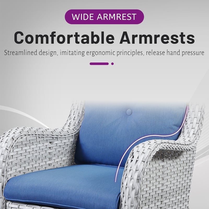 Gymojoy Wicker Patio Club Chairs with Olefin Weather-Resistant Cushions