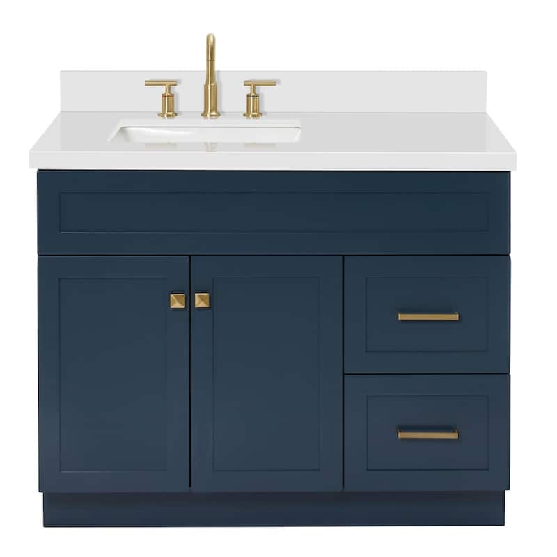 Ariel F043SLWQRVO Hamlet 43" Free Standing Single Basin Vanity Set - Midnight Blue / Pure White Top - Painted