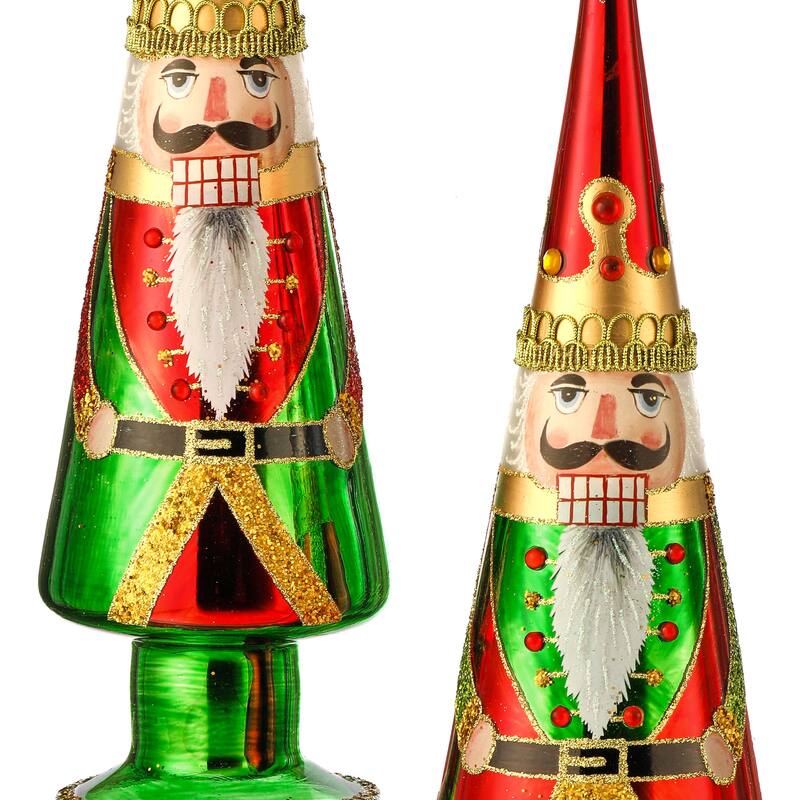 12.5" Glass Soldier Final Tree Set of 2