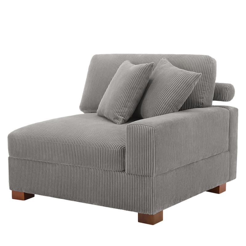 Modern L-Shaped Corduroy Modular Sectional Couch Sofa with Pillows