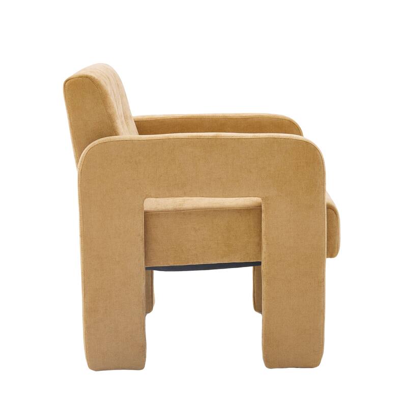 Chenille Upholstered Single Armchair, Ergonomic Lounge Reading Chair, High-density Foam Sofa Chair for Living Room, Bedroom