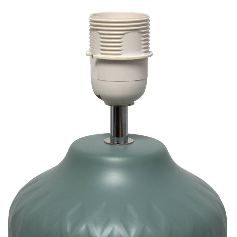 Chevron Ceramic Base Table Lamp with Drum Shade - 17.25" - Seafoam Green