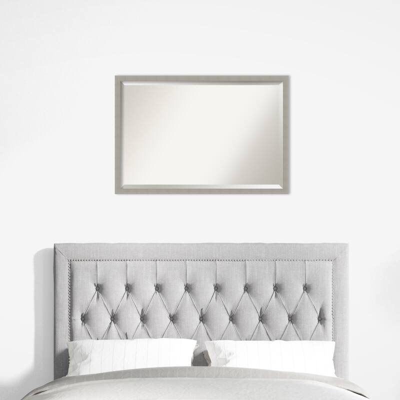 Woodgrain Stripe Beveled Wood Framed Wall Mirror