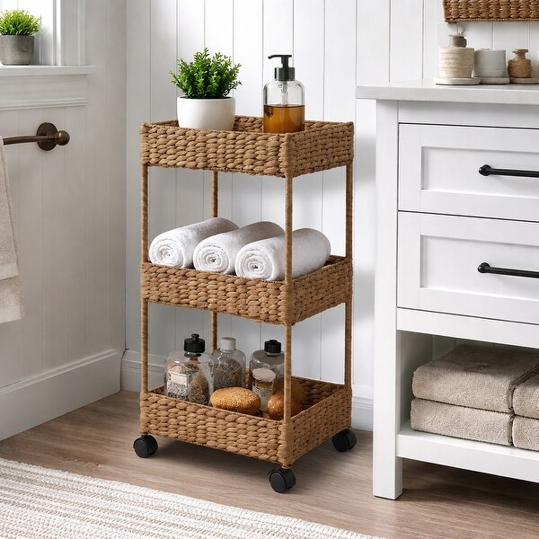 3Tier Rolling Storage Cart Hyacinth Nursery Caddy - Bed Bath