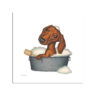 Dachshund Bath Fine Art Paper Print by Danny Gordon - Multi