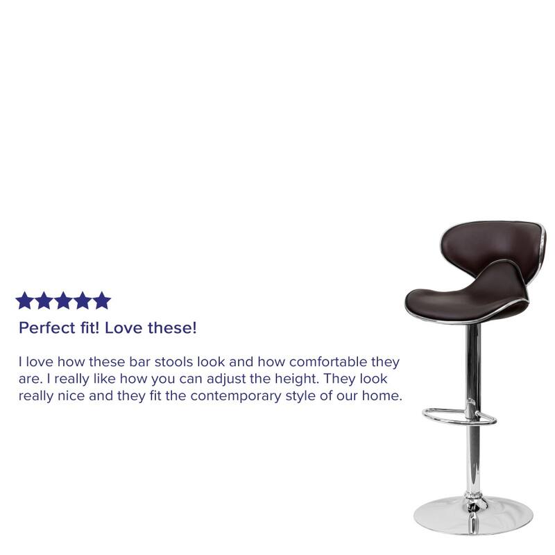 Contemporary Cozy Mid-back Vinyl Height-adjustable Chrome Barstool - 16"W x 17.5"D x 34.5" - 43"H