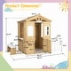preview thumbnail 2 of 10, Wooden Playhouse for Kids Outdoor with Working Door, Windows, Mailbox, Bench, Flowers Pot Holder, 39" x 38" x 55.5"