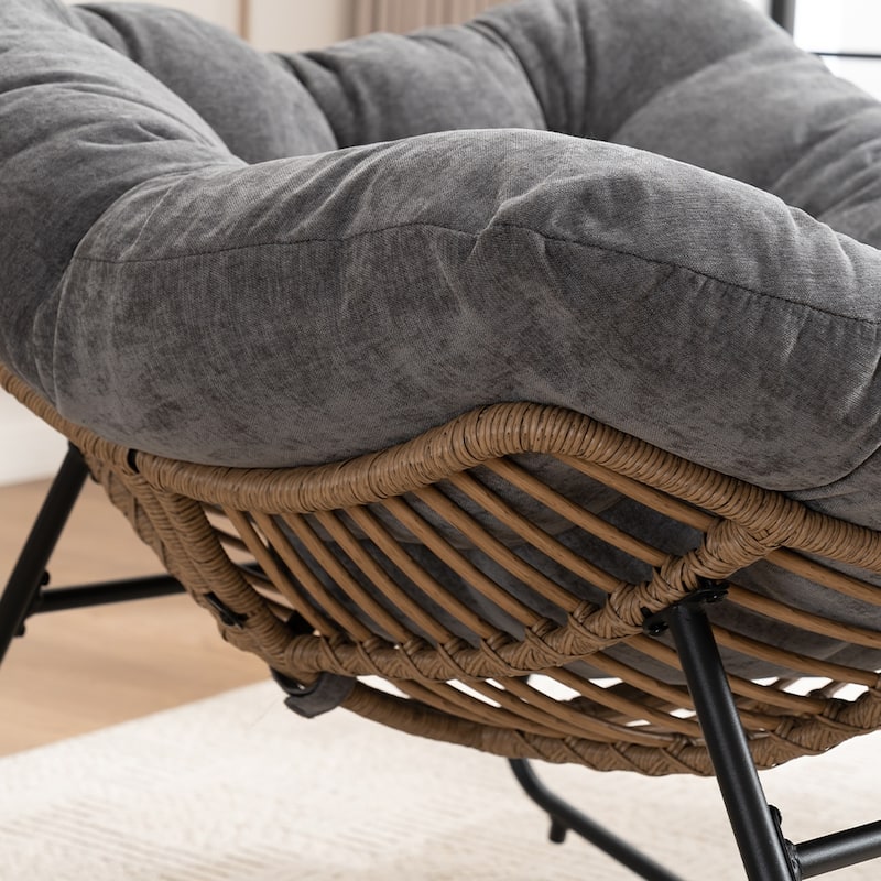 Wicker Rocking Chair Accent Chair with Ergonomic Design, Gentle Rocking Motion Lounge Chair for Living Room