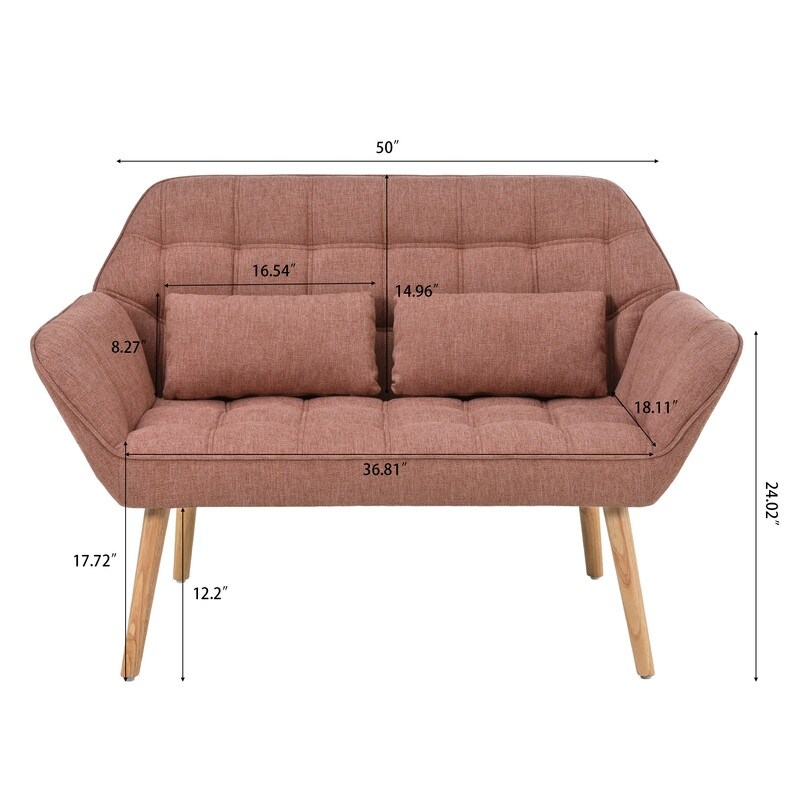 50 Inches Sofa Couch Ergonomic Loveseat with 2 Pillow Bed Bath