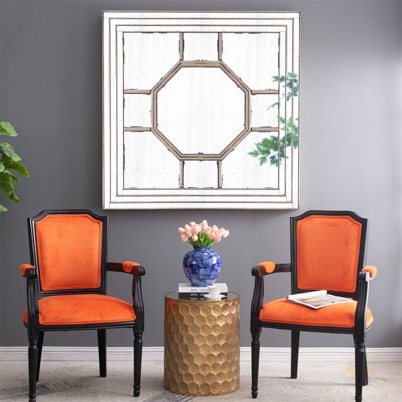 Antique Style Decorative Square Wall Mirror with Mirrored Frame