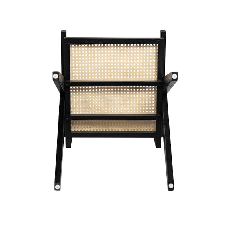 2-Piece Dining Room Arm Chairs Set with Square Rattan Backrest