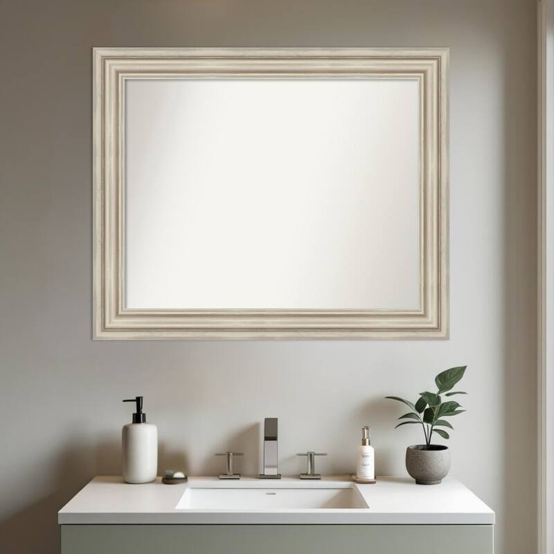 Sierra Non-Beveled Wood Framed Bathroom Vanity Wall Mirror