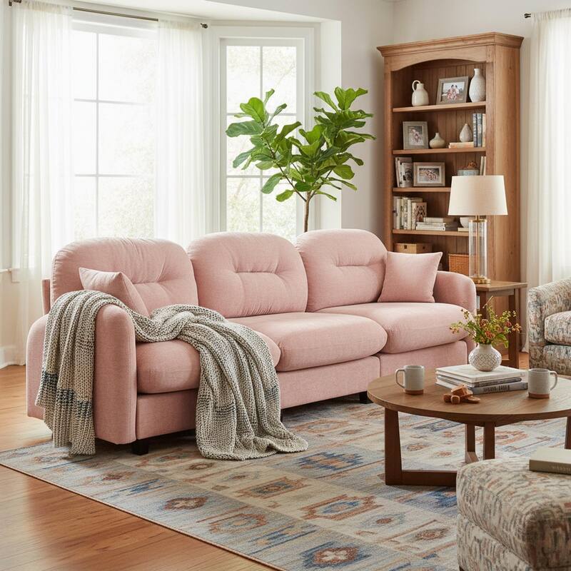 Homy Casa Chenille 3-Seat Modular Sofa, Tufted Back, Ergonomic Couch