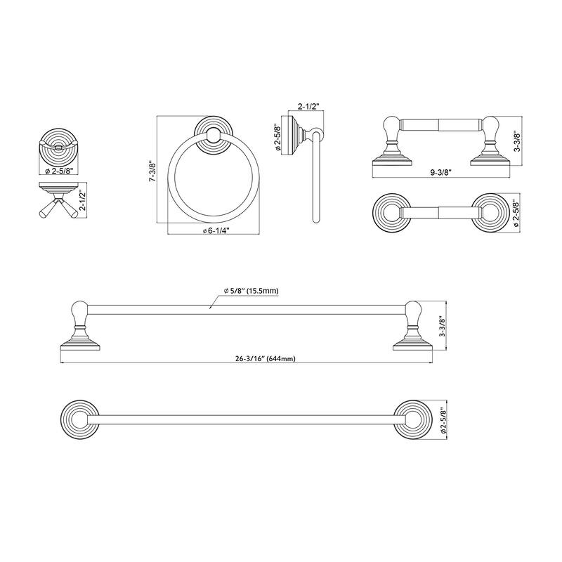 Dowell 1003/41 Series 4pc Bath Hardware Set