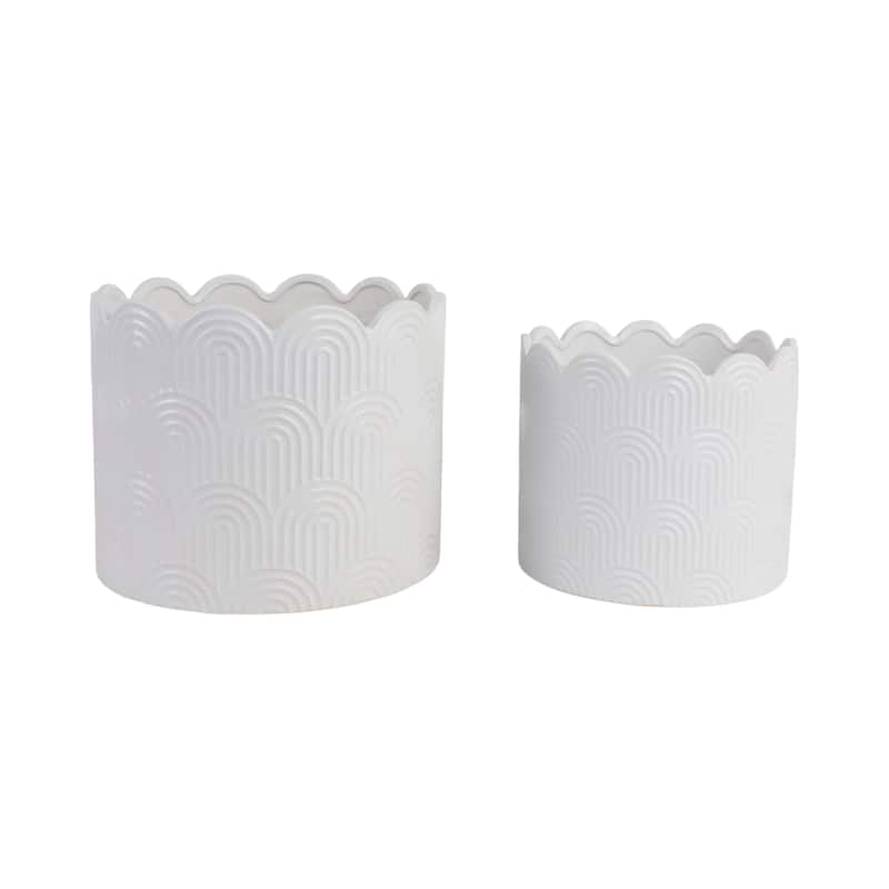 Stoneware Planters Scallop Design and Curved Rim Detail (Set of 2)
