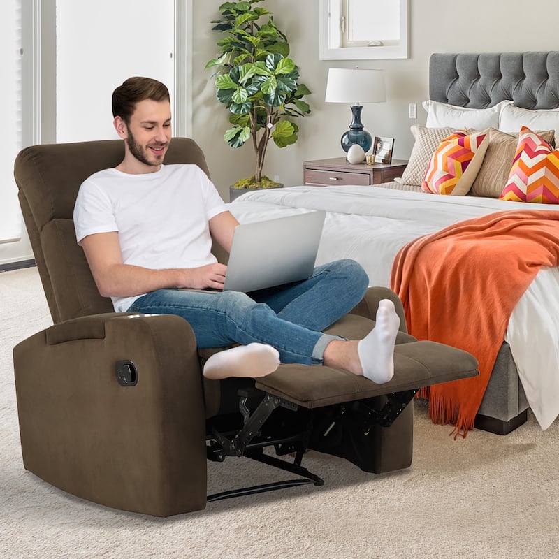 Costway Recliner Chair Single Sofa Lounger with Arm Storage & Cup