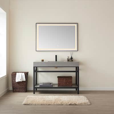Funes 48" Single Vanity, Metal Support with Stone Top and Mirror - 48''x22''