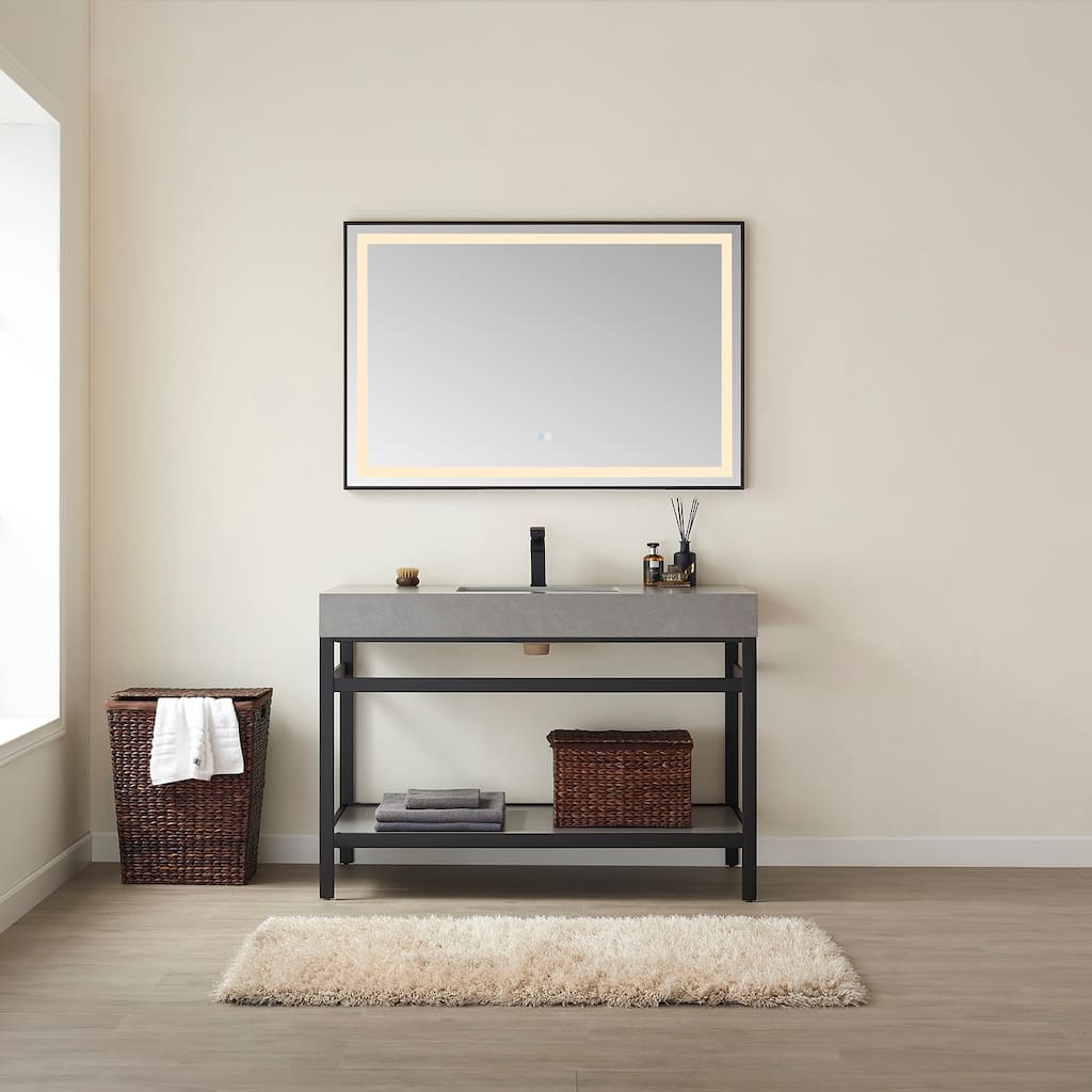 Funes 48" Single Vanity, Metal Support with Stone Top without Mirror - 48''x22''