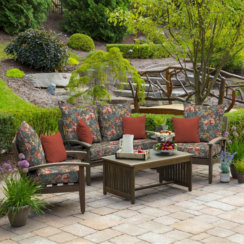 ARDEN Phoebe Floral Outdoor 24 in. Conversation Set Cushion - 24 (L) x 24 (W) x 5.75 (H)
