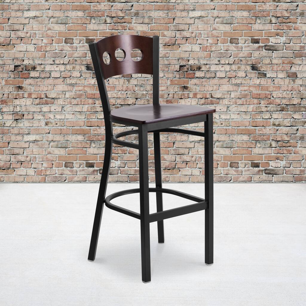 Decorative 3 Circle Back Metal Restaurant Barstool - 19.75"W x 20"D x 43"H - 19.75"W x 20"D x 43"H