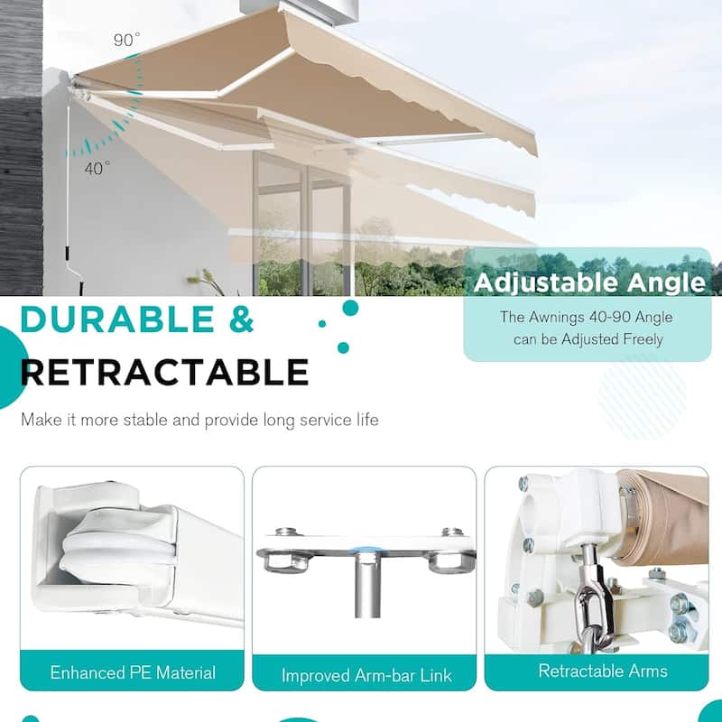 AECOJOY Manual Retractable Patio Awning Outdoor Sunshade Shelter (Cover Only)