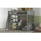 preview thumbnail 9 of 30, Full Size Loft Bed with Built-in L-Shaped Desk, LED Shelf Lighting, USB Charging Ports & Storage Bench, Drawers and Shelves
