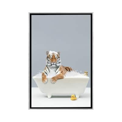 iCanvas "Tiger In A Bathtub" by Tiny Treasure Prints Framed