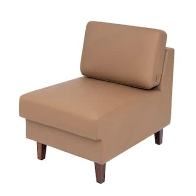 Commercial Modular Armless Middle Chair with Solid Wood Legs - 28.25"W x 31.5"D x 31.75"H