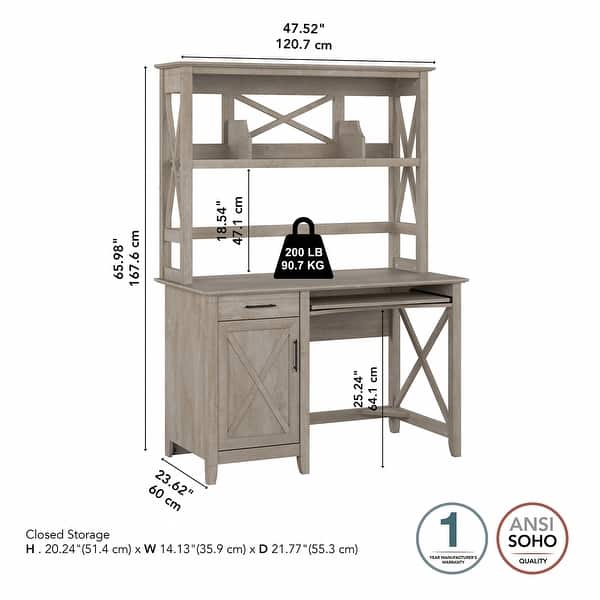 Key West 48W Small Computer Desk with Hutch by Bush Furniture - Bed ...