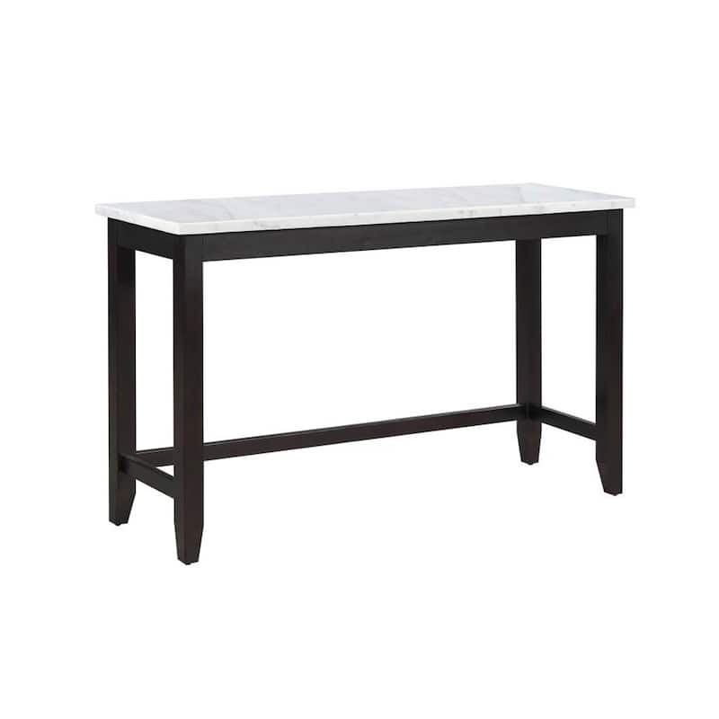 Rectangular Marble Top Counter Height Table in Rustic Espresso and White - Rustic Espresso and White