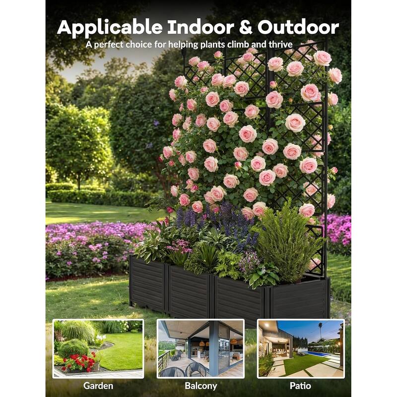 Raised Garden Bed, with Trellis & Privacy Screen