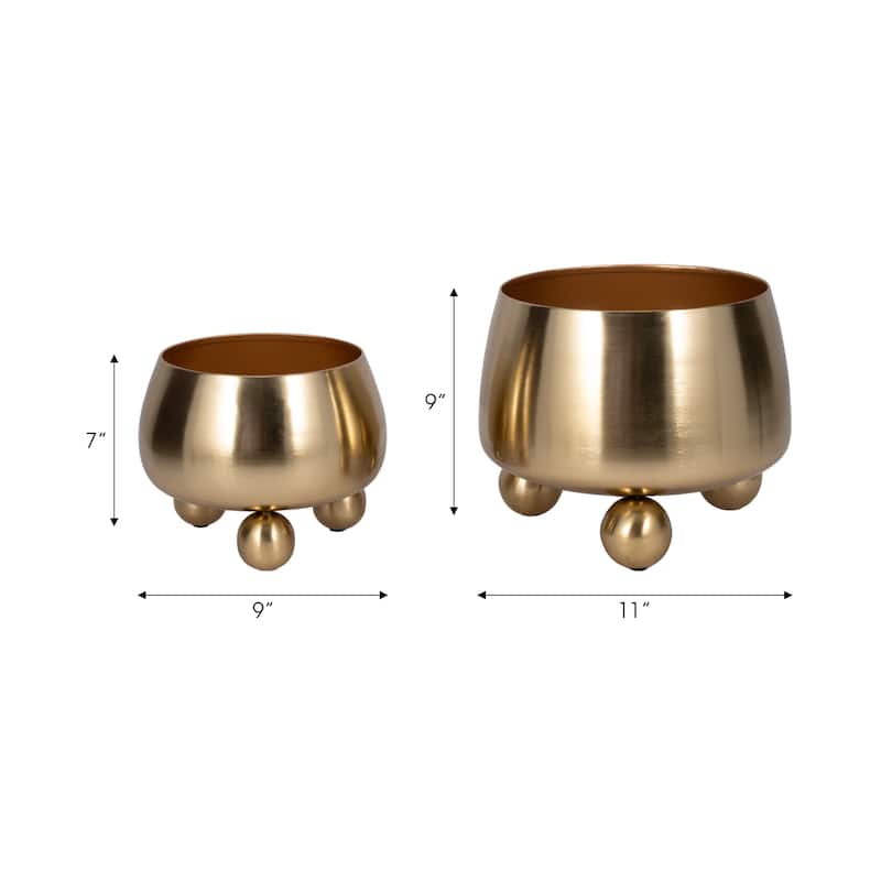 Sagebrook Home Iron Ball-Footed Planters - Enhance Your Space With Elegance - 11" x 11" x 9"