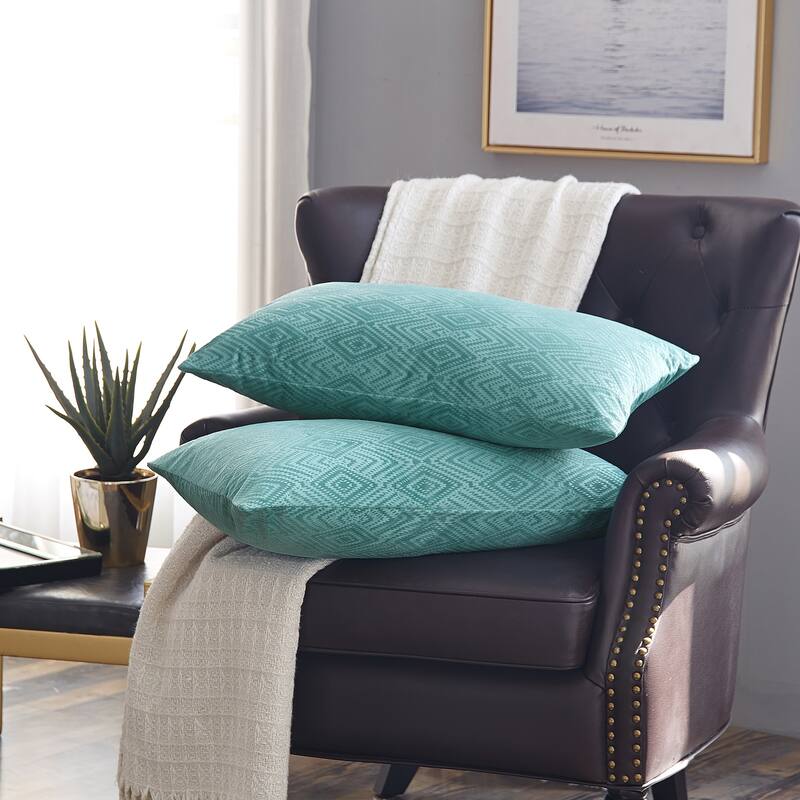 Tonopah Ikat Velvet Throw Pillow Cover Set, NO INSERT - 14" x 26" - North Sea