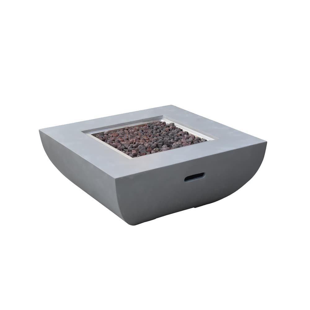 Modeno Westport 50,000 BTU Light Grey Concrete Natural Gas Fire Table with Lava Rocks & Cover - 34 x 34 x 14