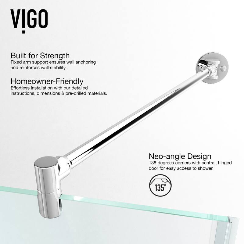 VIGO Verona Frameless Hinged Neo-Angle Shower Enclosure