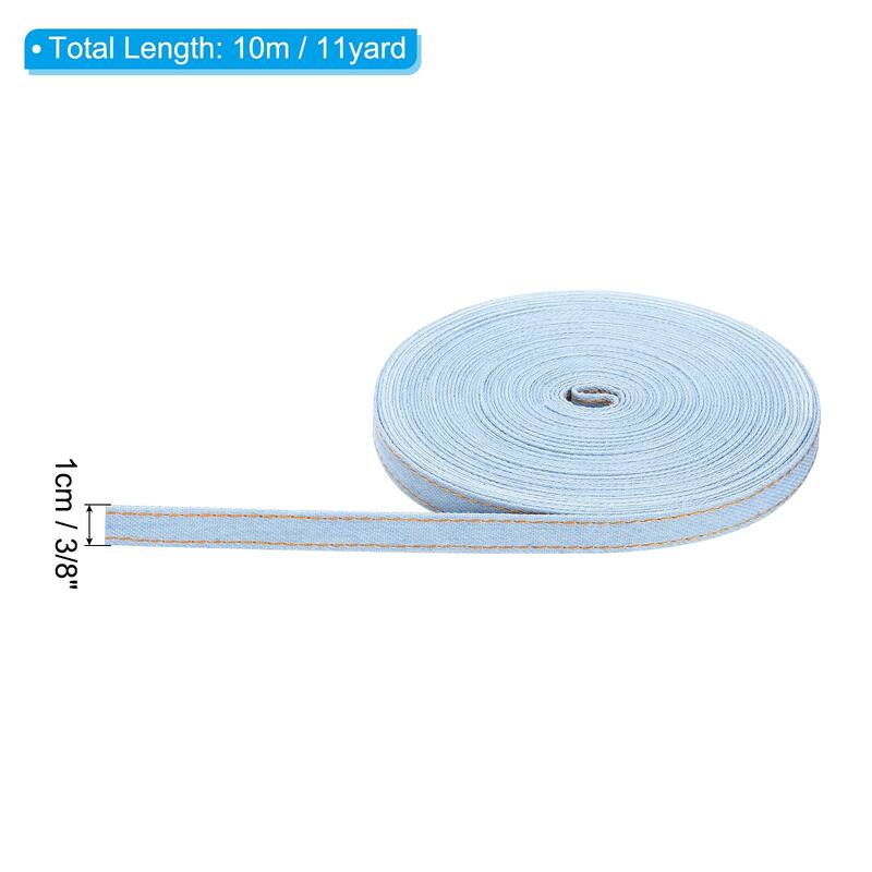 Denim Ribbon, 1 Roll 11 Yard Craft Strip - Light Blue - 3/8"