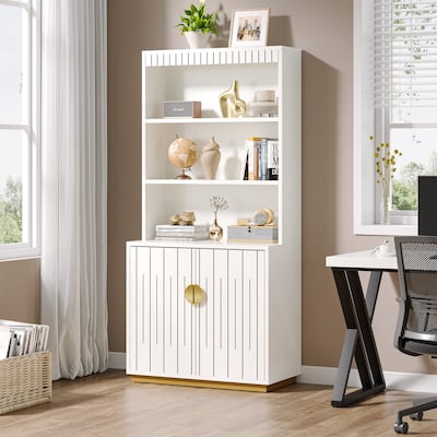 66.93-inch Tall Bookshelf Bookcase with Doors for Home Office