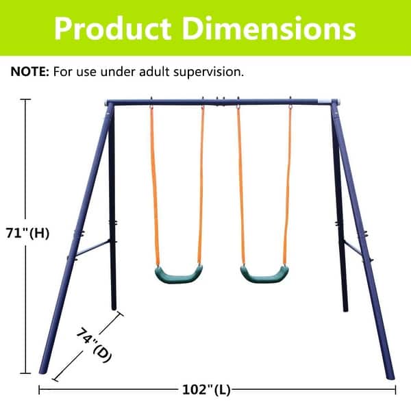 Heavy-Duty Outdoor Playground Equipment Kids Swing Sets w/2 Swings