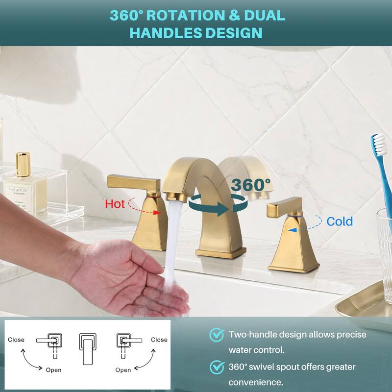 WOWOW 8 in. Widespread Double Handle Bathroom Faucet