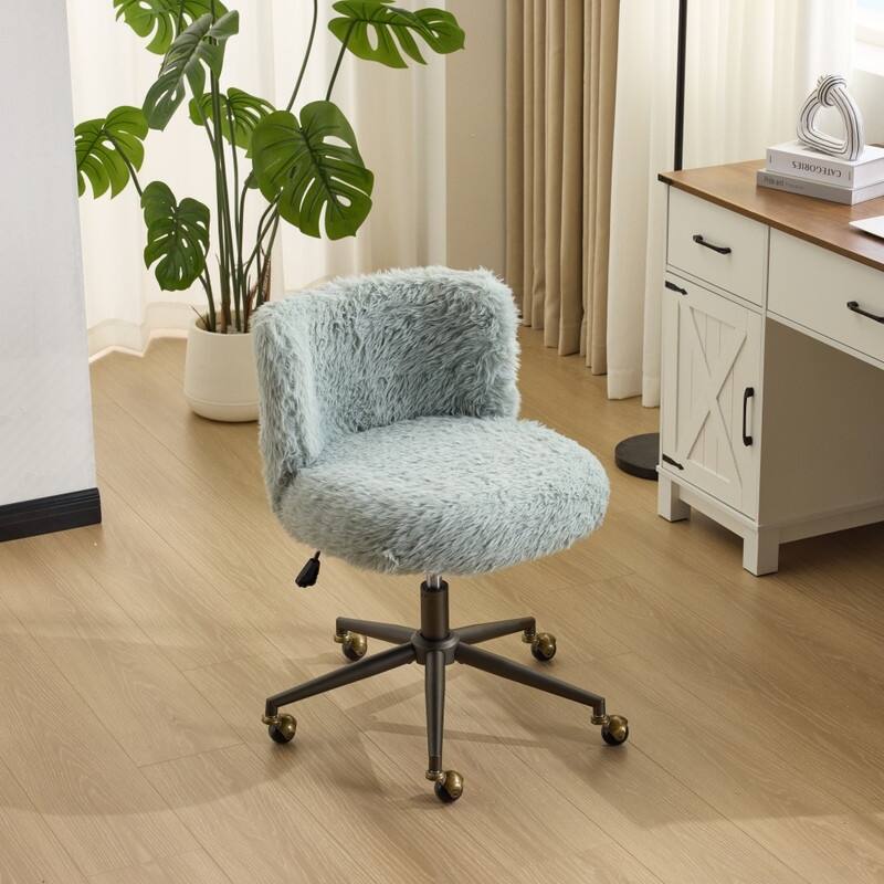 Plush Velvet Swivel Chair Antique Bronze Base With Wheels