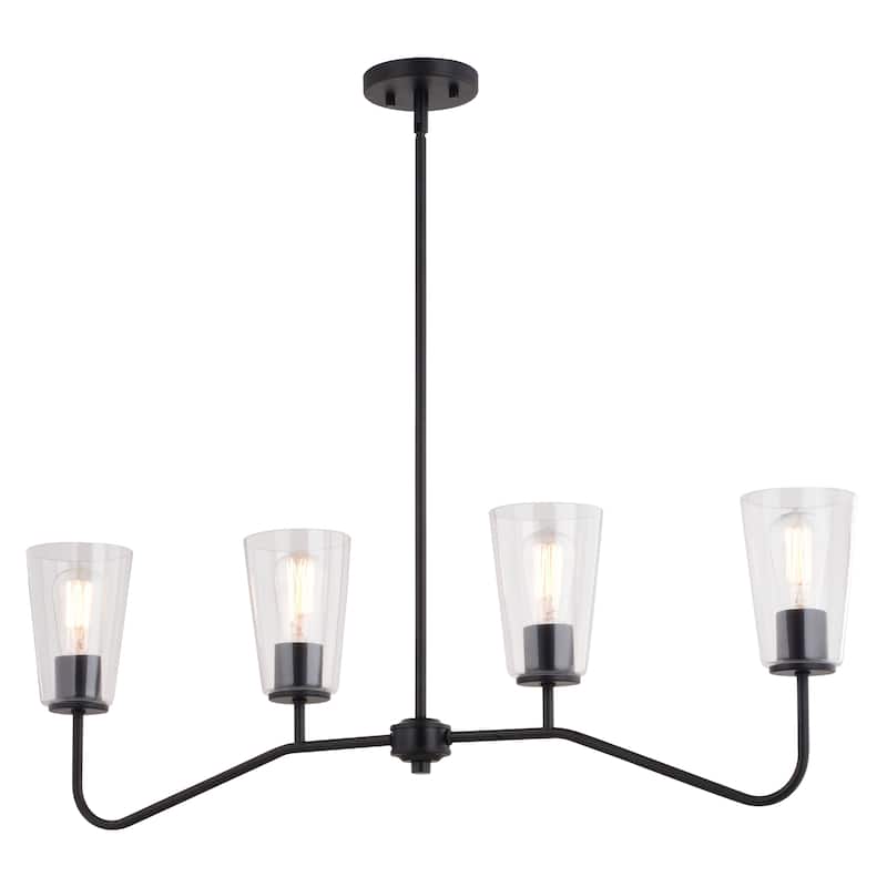 Beverly Linear Chandelier Island Pendant Light Fixture Clear Glass Shade, LED Compatible