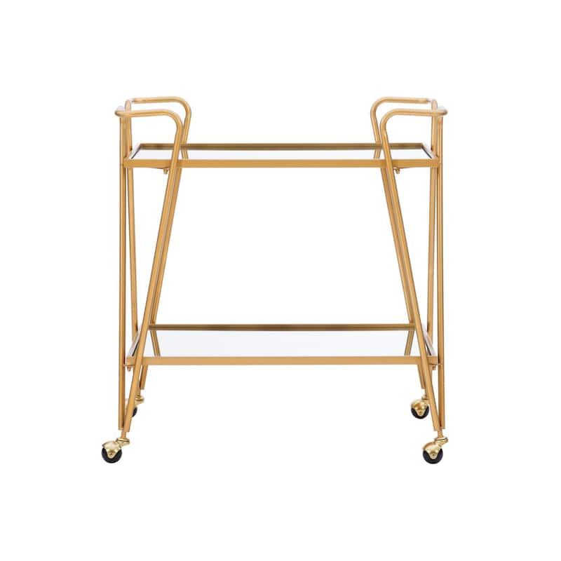 2 Tier Mirrored Serving Bar Cart - 32.5" - Gold Finish