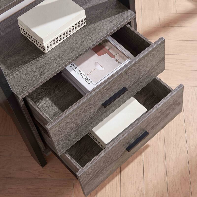 Versatile Two-Drawer Ladder Bookcase with Multiple Shelves