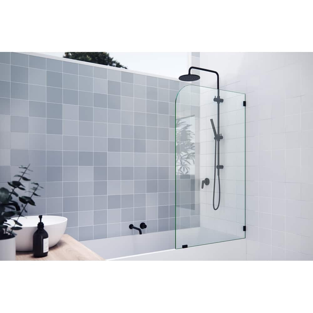 Solaris 30 in. x 58.25 in. Frameless Bathtub Shower Door - Single Fixed Panel Radius
