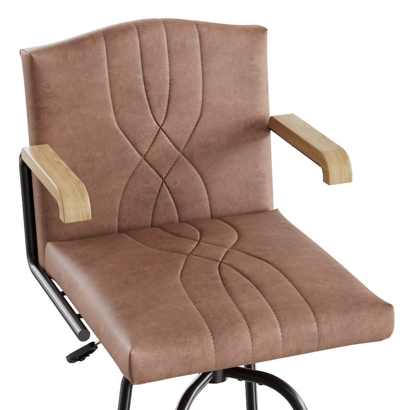 VECELO Set of 2/4 Velvet Bar Height Stools with Back, Upholstered Seat, Wood Armrests, Metal Legs, 30" Tall Bar Chairs