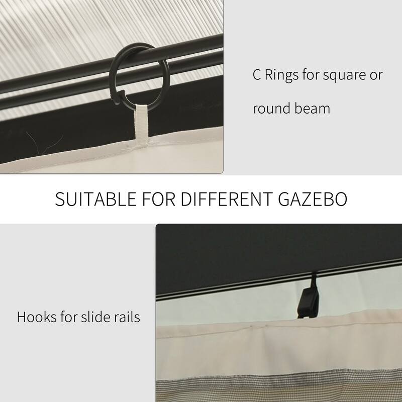 Beige Polyester Outdoor Canopy Tent Curtains for 9.84' x 13.1' - 9.84' x 13.1' gazebos
